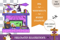 Hand Drawn Magic Illustration, Colorful Halloween Fireplace Product Image 1
