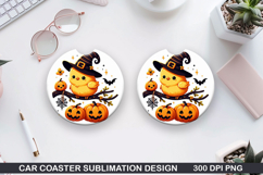 Chick Car Coaster Sublimation| Halloween Coaster PNG Product Image 1