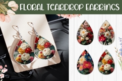 Vintage Flowers Earrings, Floral Teardrop Earring Template Product Image 1