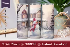 Christmas Tumbler Wrap Design, Cute Snowman Tumbler Design Product Image 1
