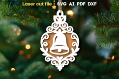 Christmas Ornament Bell SVG laser cut file for Glowforge Product Image 1