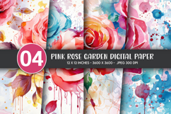 Pink Rose Garden Digital Paper Product Image 1