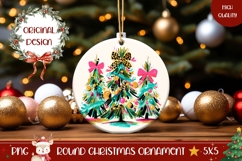 Rustic Christmas Ornament, Winter Round Ornament PNG Product Image 1