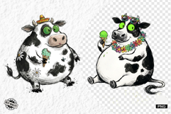 Whimsical Summer Cow Png Clipart Product Image 1