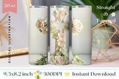 Floral Cross Sublimation Tumbler, Spring Cross Tumbler Wrap Product Image 1