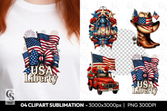 USA Liberty Patriotic Clipart PNG Sublimation Product Image 1