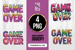 Game Over Pixel Text Clipart Sublimation PNG Product Image 1