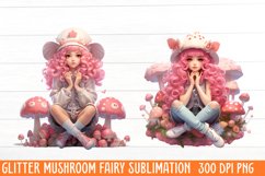 Glitter Mushroom Fairy Sublimation Clipart Product Image 1
