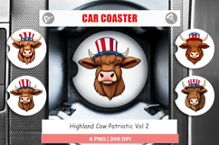 Car Coaster Highland Cow Patriotic Product Image 1