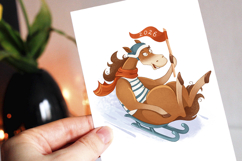 Merry Christmas clipart horse. New Year&#039;s 2026 Product Image 2