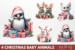 Christmas Baby Animals Clipart PNG Product Image 1