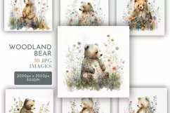 Woodland Bear | Watercolour Clipart JPG Product Image 1