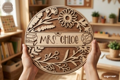 Floral Teacher Door Sign SVG | Teacher Gift | Laser Cut Product Image 1