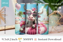Funny Cow Tumbler Sublimation, 3D Cow Sublimation Design Product Image 1
