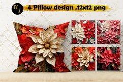 Poinsettia Pillow Sublimation,Poinsettia Pattern Design Product Image 1