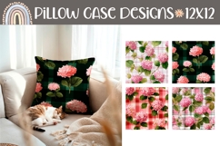 Floral Pillow Case, Watercolor Pink Hydrangea Pillow Product Image 1