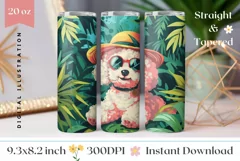 Tropical Tumbler Wrap Design, Cute Poodle Dog Tumbler Design Product Image 1