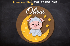Baby Name Sign Piglet SVG laser cut file for Glowforge Product Image 1