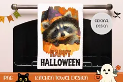 Cartoon Halloween Towel Print, Halloween Animals Sublimation Product Image 1