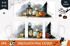 Watercolor Halloween Mug Wrap, Halloween Pumpkins Mug Product Image 1