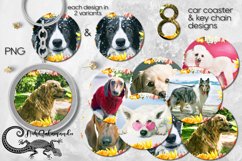 Dogs &amp; flowers | Car coaster &amp; key chain sublimation designs Product Image 1