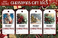 Christmas Village Gift Tags, Santa Claus Gift Tag Designs Product Image 1