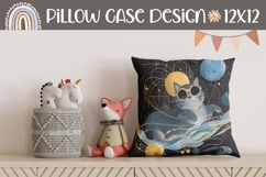 Funny Cat Pillow Case, Space Pillow Sublimation Product Image 1