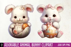 Adorable Animal Bunny Clipart, Watercolor Clipart Product Image 1