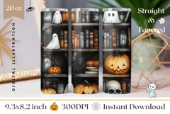 Halloween Pumpkins Tumbler Wrap, Black Cat Tumbler PNG Product Image 1