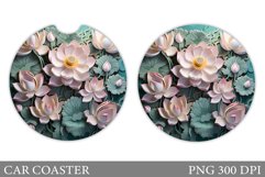 3D Lotus Car Coaster Sublimation. Lotus Car Coaster Design Product Image 1