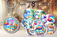 Beach, summer time | Car coaster &amp; key chain designs Product Image 1
