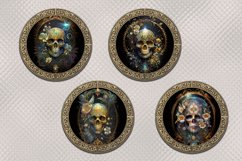 Set of Earrings | 8 Designs with Skull and Flowers, PNG Product Image 2