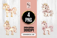 Princess Unicorn Clipart Sublimation PNG Product Image 1