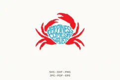 Happiness Quote SVG | Crab Word Art | Ocean PNG | Beach Gift Product Image 1