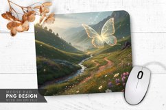 Enchanted Valley with Glowing Butterfly Mouse Pad PNG Design Product Image 1