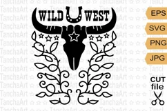 Wild West svg cut file, Cow skull Western cricut silhouette Product Image 1