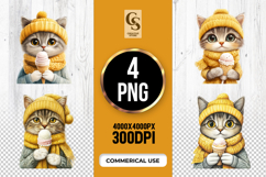 Winter Kitty Icecream Clipart Sublimation PNG Product Image 1
