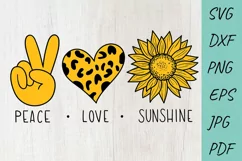 Sunflower svg, Peace Love Sunshine SVG, Flower svg Product Image 1