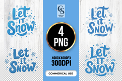 Let It Snow Blue Text Clipart Sublimation PNG Product Image 1