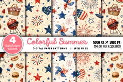 Fourth Of July Watercolor Digital Paper PNG Product Image 1