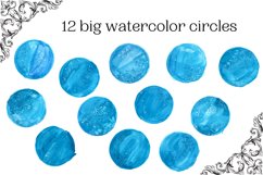 12 Blue watercolor circles, Blue watercolor dots Product Image 1