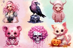 Cute Pink Halloween Sublimation Clipart, Cute Pink Halloween Product Image 2