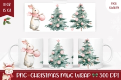 Watercolor Christmas Bunny Mug, Winter Animals Mug Design Product Image 1