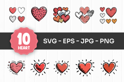 Cute Hand Drawn Heart Doodles SVG PNG Product Image 1