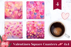 Valentine Square Coasters, Pastel Love Square Coaster PNG Product Image 1