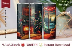 Christmas Tree Tumbler Wrap, Cozy Christmas Tumbler Template Product Image 1