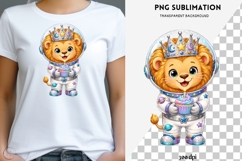 Space Lion Birthday PNG | Cute Astronaut Lion Clipart Product Image 2