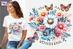You Are Wonderful, flowers PNG, Funny Quotes Shirt designs Product Image 1