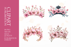 Pastel Pink Blossom Branch Clipart Sublimation PNG Product Image 1
