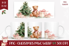 Cartoon Christmas Teddy Bear Mug, Winter Mug PNG Product Image 1